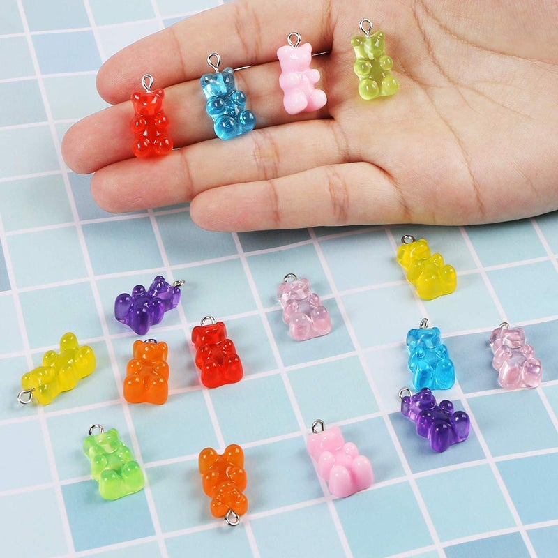 CCOZN 16 Pieces Resin Gummy Bear Pendant, 8 Colors Candy Gummy Charms Resin Bear Pendant DIY Necklace for Girls Jewelry Making Crafting - Image 4
